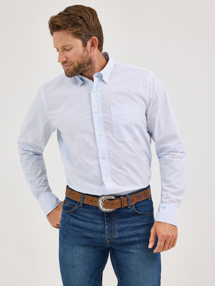 WRANGLER CODY JOHNSON FRENCH BLUE PRINT - MENS SHIRT  - 112369516