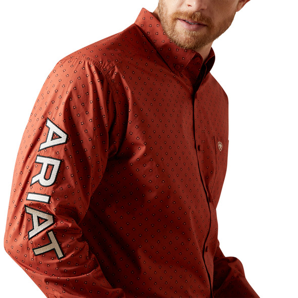 ARIAT TEAM PORTER BRICK RED PRINT - MENS SHIRT  - 10065813