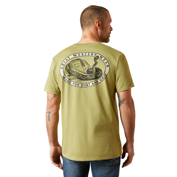 ARIAT RATTLER WARNING TENT GREEN - MENS TEE  - 10065894
