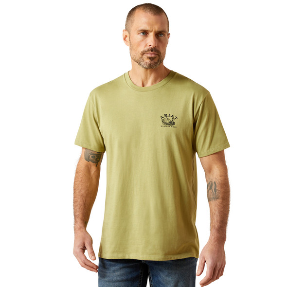 ARIAT RATTLER WARNING TENT GREEN - MENS TEE  - 10065894