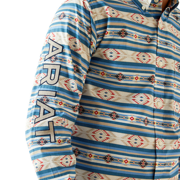 ARIAT TEAM ALBERT FITTED TEAL KHAKI - MENS SHIRT  - 10058979