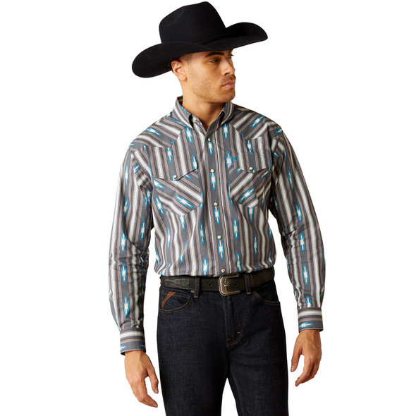 ARIAT CALLAHA CLASSIC GREY PRINT - MENS SHIRT  - 10054077