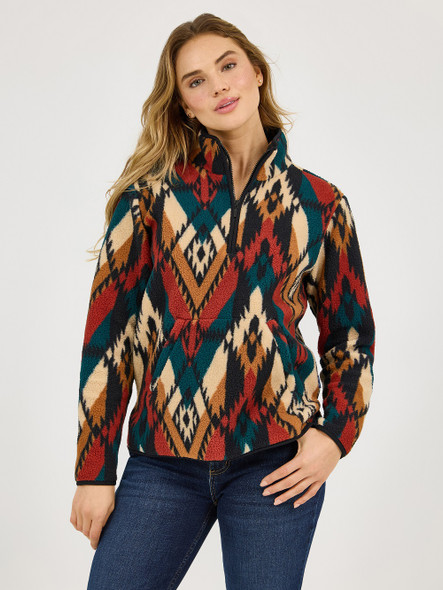 WRANGLER AMERICANA SHERPA ZIP TEAL - LADIES SWEATSHIRT  - 112371898