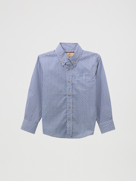 WRANGLER DUSTY BLUE PRINT - KIDS BOYS SHIRT - 112369452