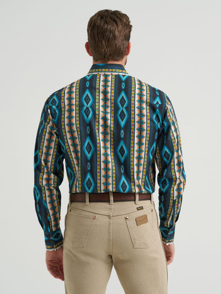 WRANGLER CHECOTAH TURQUOISE BELT PRINT - MENS SHIRT  - 112369467