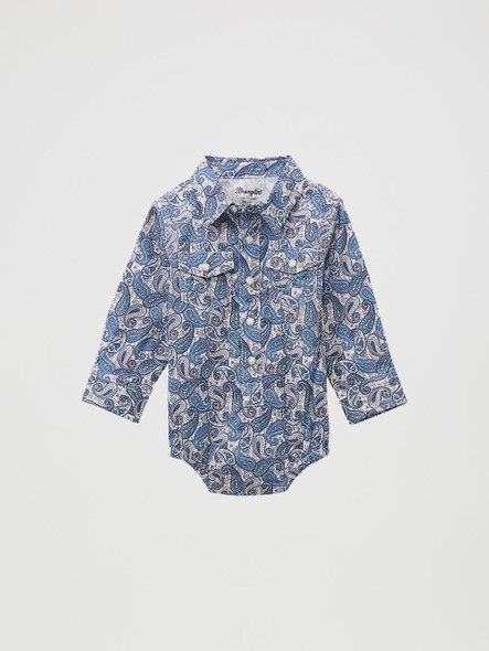 WRANGLER BABY BOY ONESIE WHITE/BLUE - KIDS BOYS SHIRT - 112369536