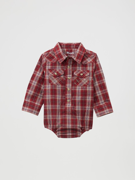 WRANGLER BABY BOY ONESIE BURGUNDY PLAID - KIDS BOYS SHIRT - 112369545