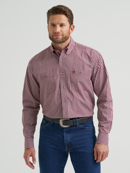 WRANGLER GEORGE STRAIT WINE PLAID - MENS SHIRT  - 112369610