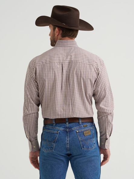WRANGLER GEORGE STRAIT PURPLE TAN PLAID - MENS SHIRT  - 112369635