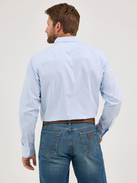 WRANGLER CODY JOHNSON BLUE BROKEN STRIP - MENS SHIRT  - 112369518