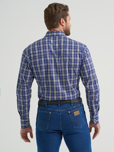 WRANGLER WRINKLE RESIST BLUE PLAID - MENS SHIRT  - 112369434