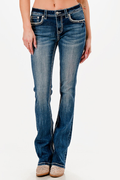 GRACE IN LA 430 AZTEC PRINT - LADIES JEANS  - EB51964