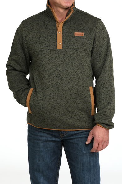 CINCH FLEECE PULLOVER OLIVE - MEN SWEATER  - MWK1534009