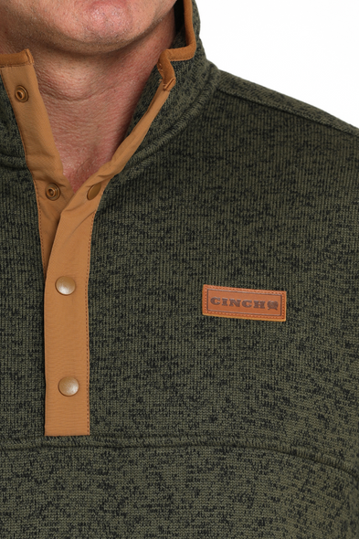 CINCH FLEECE PULLOVER OLIVE - MEN SWEATER  - MWK1534009