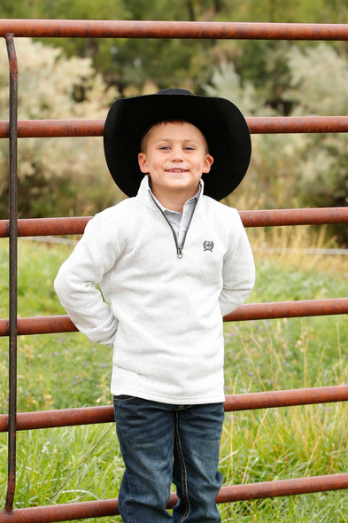 CINCH GREY 1/4 ZIP PULLOVER - KIDS BOYS SWEATER - MWK7980003