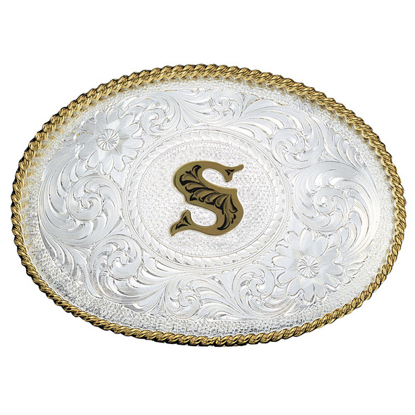 MONTANA SILVERSMITHS INITIAL S SILVER  TWO TONED - ACC BUCKLE  - 700S