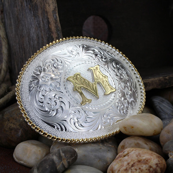 MONTANA SILVERSMITHS INITIAL M SILVER  TWO TONED - ACC BUCKLE  - 700M