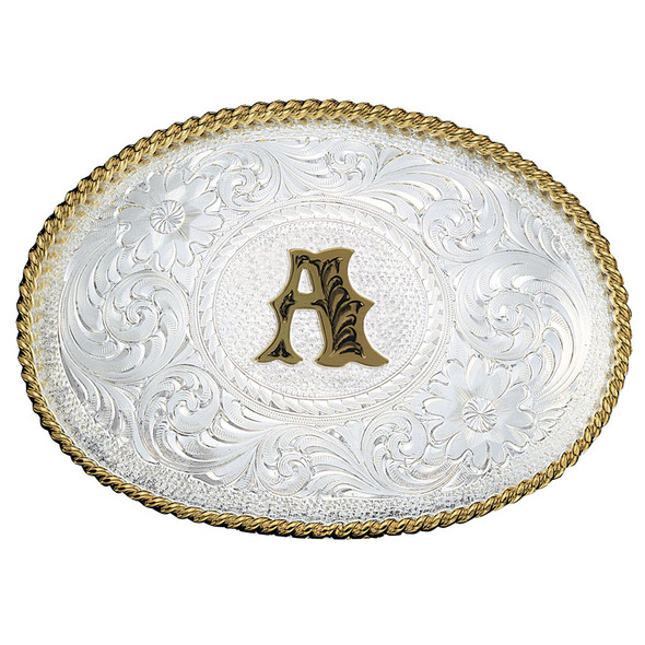 ATTITUDE BY MONTANA SILVERSMITHS INITIAL A SILVER TWO TONED - ACC BUCKLE  - 700A