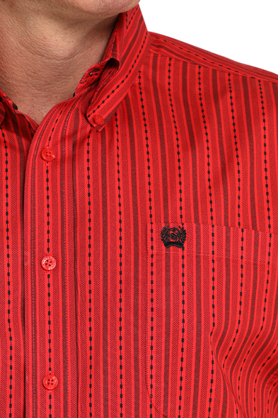 CINCH RED WEAVE STRIPE PRINT - MENS SHIRT  - MTW1105991