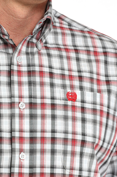 CINCH RED WHITE PLAID PRINT - MENS SHIRT  - MTW1105997