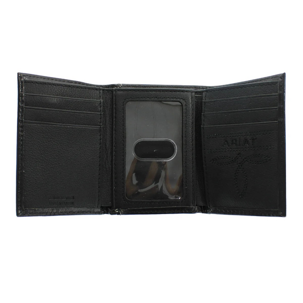 ARIAT TRIFOLD EMBOSSED SHIELD BLACK - ACCESSORIES WALLET  - A3559901