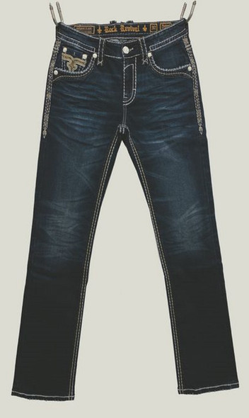 ROCK REVIVAL SAMUEL J204 DARK WASH STRAIGHT - MENS JEANS  - RP5643J204R