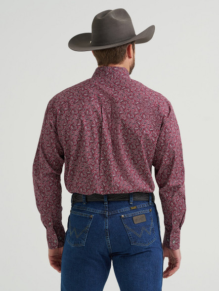 WRANGLER GEORGE STRAIT WINE PAISLEY - MENS SHIRT  - 112369636