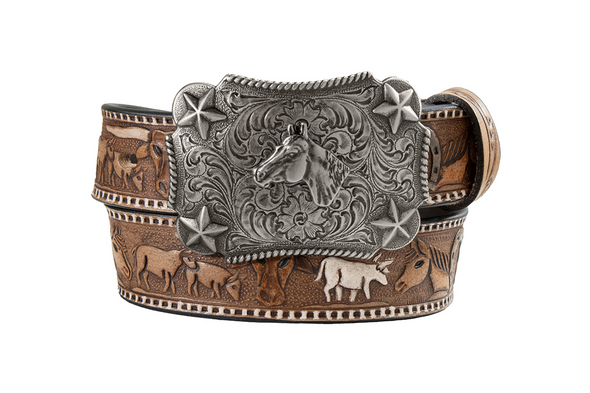 NOCONA LONGHORNS HORSES BROWN - ACCESSORIES BELT KIDS - N4444402