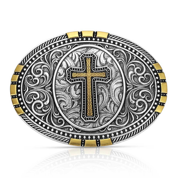 ATTITUDE BY MONTANA SILVERSMITHS ESTABLISHED FAITH CROSS - ACC BUCKLE  - A1073P