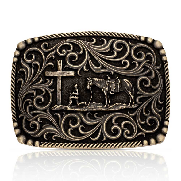 ATTITUDE BY MONTANA SILVERSMITHS SURROUNDED BY FAITH - ACC BUCKLE  - A1076C