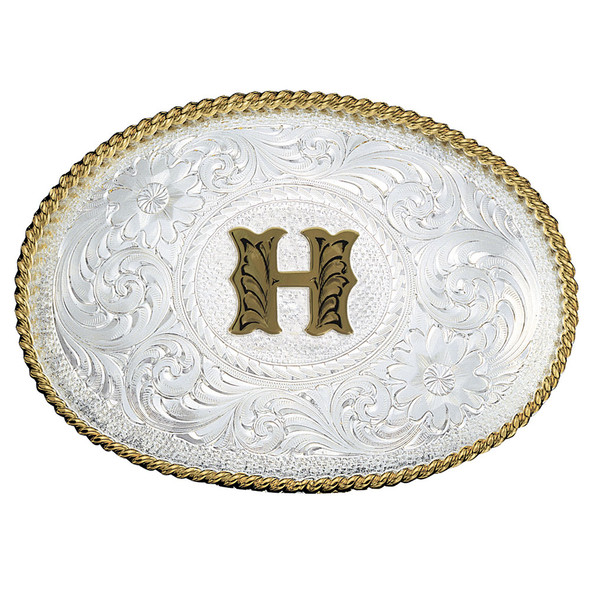 MONTANA SILVERSMITHS INITIAL H SILVER  TWO TONED - ACC BUCKLE  - 700H
