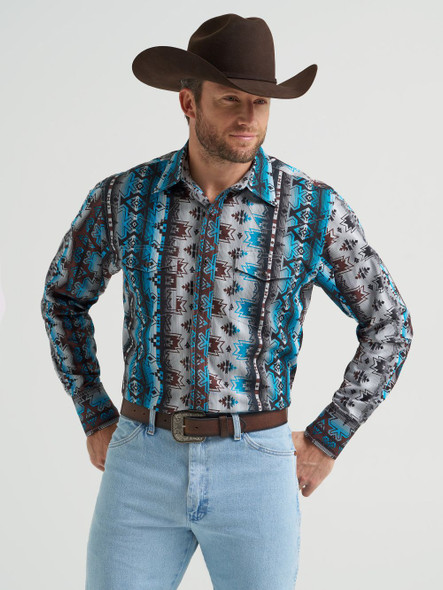WRANGLER CHECOTAH CLASSIC FIT GREY - MENS SHIRT  - 112369468
