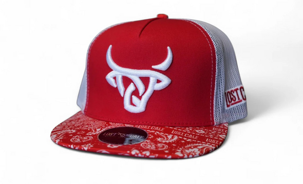 LOST CALF RED BANDANA FLAT 3D LOGO - HATS CAP  - RED BANDANA FLAT