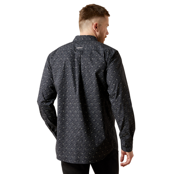 ARIAT NAVY WHEATON FITTED PRINT - MENS SHIRT  - 10065964