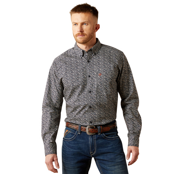 ARIAT NAVY WICK FITTED PRINT - MENS SHIRT  - 10065876