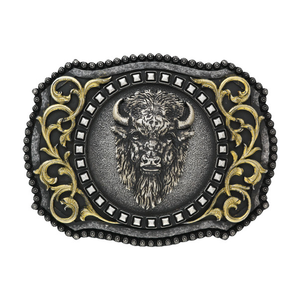 NOCONA BUFFALO HEAD MOTIF GOLD SCROLL - ACC BUCKLE  - 37010