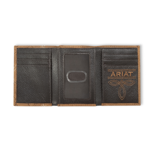 ARIAT TRIFOLD CROSS STITCH PATCH TAN - ACCESSORIES WALLET  - A3563044