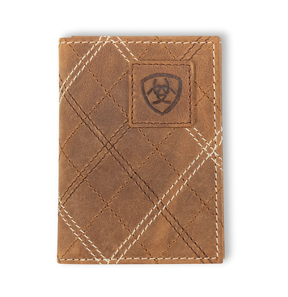 ARIAT TRIFOLD CROSS STITCH PATCH TAN - ACCESSORIES WALLET  - A3563044