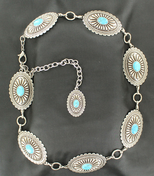ARIAT OVAL CONCHO SILVER CHAIN - ACCESSORIES BELT LADIES - A1515836