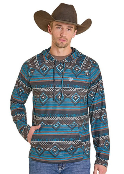 PANHANDLE SLIM SOUTHWESTERN TEAL HOODIE - MENS HOODIE  - BM94T07693