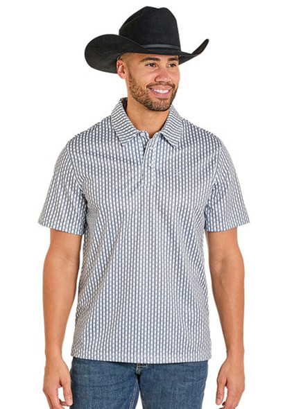 PANHANDLE SLIM WHITE SNAP PRINT - MENS POLO  - TM51T07542