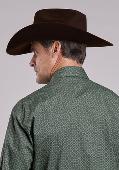 STETSON SAGE LATTICE SNAP PRINT - MENS SHIRT  - 11-001-0425-6049GR