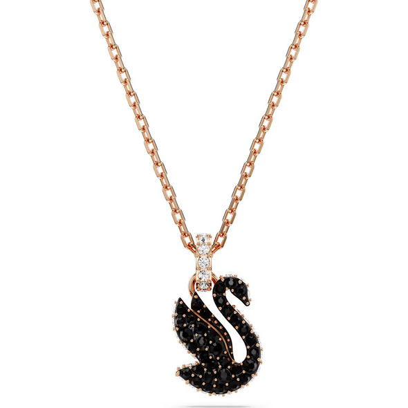 SWAROVSKI SWAN PENDANT BLACK ROSE GOLD - ACCESSORIES JEWELRY NECKLACE - 5678046