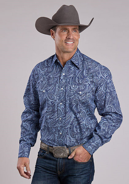 STETSON INDIGO PAISLEY PRINT - MENS SHIRT  - 11-001-0425-6047BU
