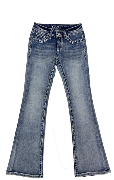 GRACE IN LA 460 AZTEC EMBROIDERED - KIDS GIRLS JEANS - GBS873