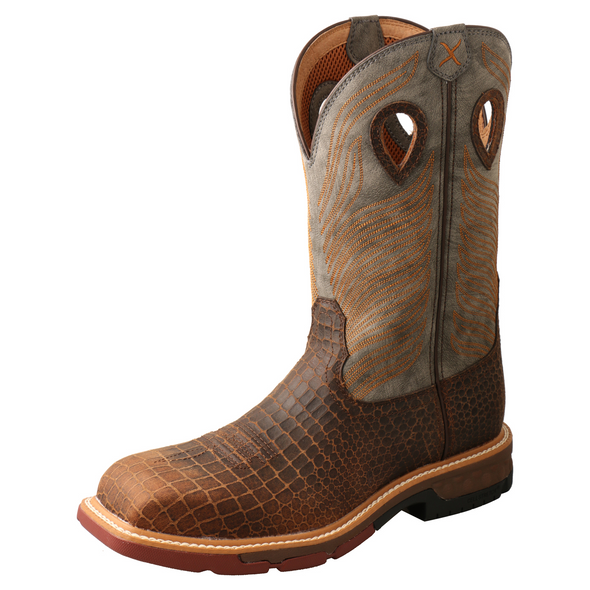 TWISTED X 12" NANO COMPOSITE GREY/BROWN - BOOT MENS WORK - MXBN005