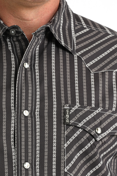 CINCH PRINT MODERN BLACK STRIPE - MENS SHIRT  - MTW1303097