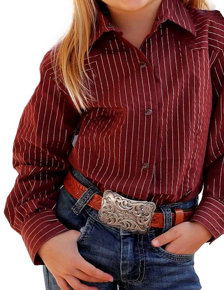 CRUEL GIRL BURGUNDY LUREX STRIPE - KIDS GIRLS SHIRT - CTW3390003