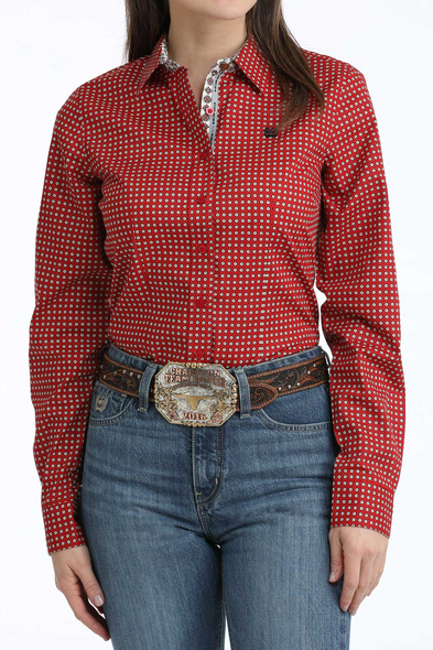 CINCH RED POLKA DOT PRINT - LADIES SHIRT  - MSW9165079