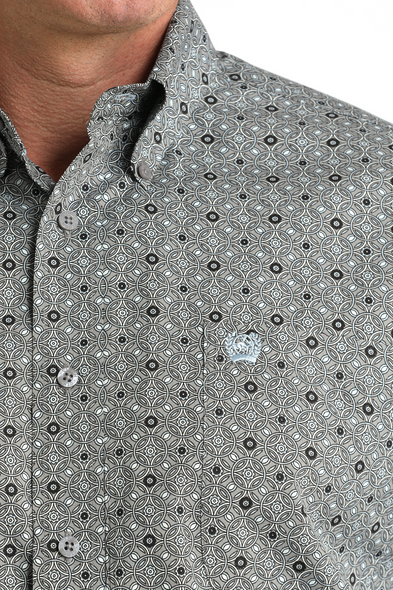 CINCH GREY GEOMETRIC PRINT - MENS SHIRT  - MTW1106005